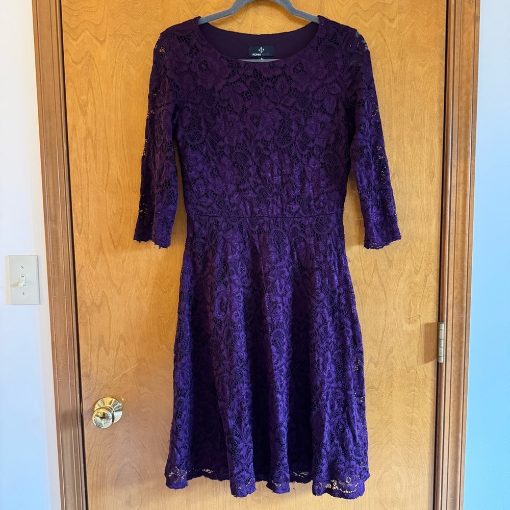 Ronni Nicole Deep Purple Lace Dress